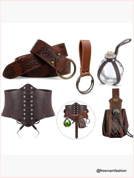 Medieval Renaissance Belt Corset Pouch Potion Bottle Set - 5 Pieces main image 6
